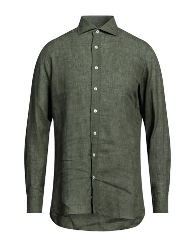 Lardini Man Shirt Military Green Size 17 Cotton