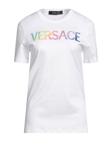 VERSACE Logo Monogram T-Shirt in Bianco & Multicolor