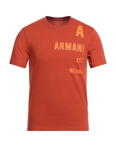Armani Exchange Man T-shirt Rust Size Xs Cotton In Red