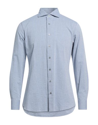 Lardini Man Shirt Slate Blue Size 16 Cotton