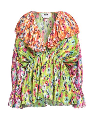 Msgm Woman Blouse Acid Green Size 4 Polyester