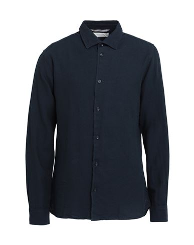 Jack & Jones Man Shirt Navy Blue Size S Linen, Cotton