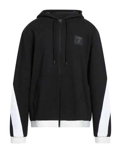 Ea7 Man Sweatshirt Black Size Xs Cotton, Polyester, Rubber