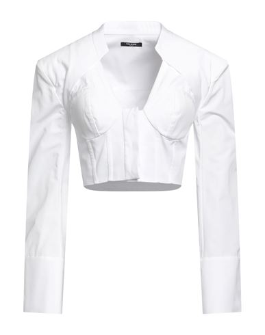 Balmain Woman Shirt White Size 8 Cotton