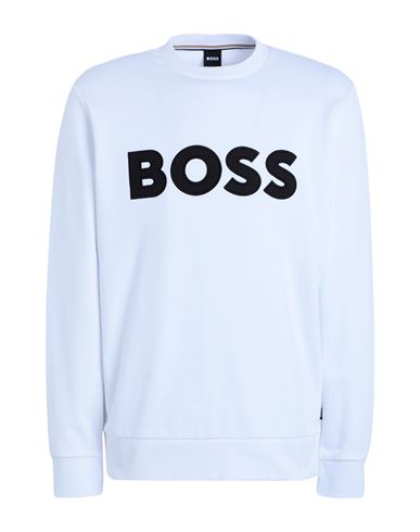 HUGO BOSS BOSS MAN SWEATSHIRT WHITE SIZE L COTTON, ELASTANE