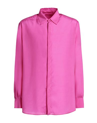 Shop Valentino Garavani Man Shirt Fuchsia Size 16 Silk In Pink