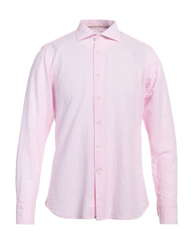 Tintoria Mattei 954 Man Shirt Light Pink Size 16 Cotton, Linen