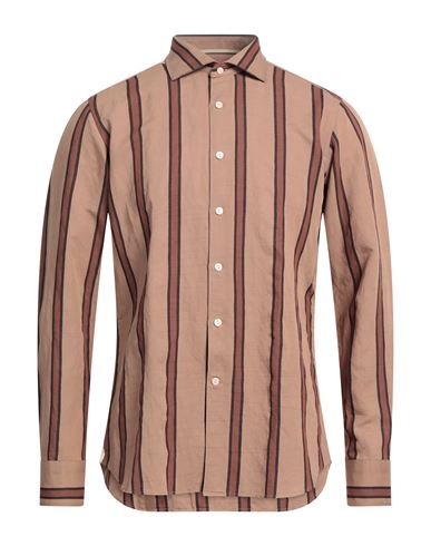 Tintoria Mattei 954 Man Shirt Light Brown Size 16 Viscose, Polyester In Beige