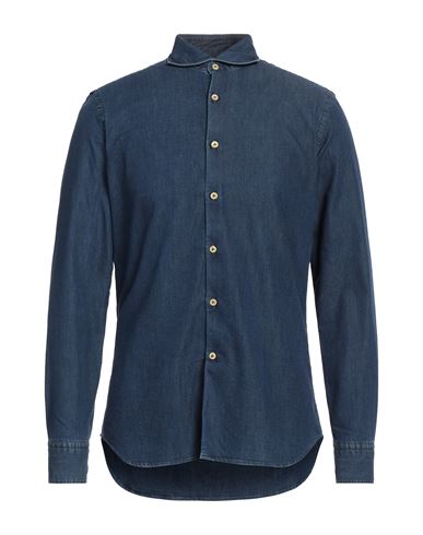 Alessandro Gherardi Man Denim Shirt Blue Size L Cotton, Elastane