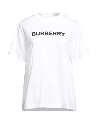 Burberry Woman T-shirt White Size S Cotton, Elastane