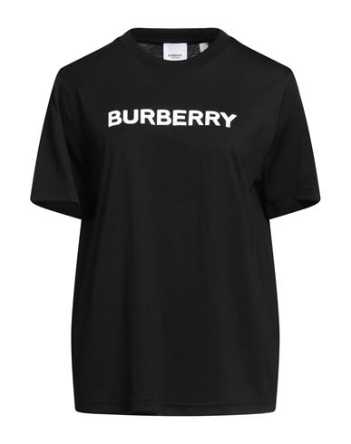Burberry Men Black Crewneck T-shirt With Logo Lettering On The Front In Cotton Man In Black