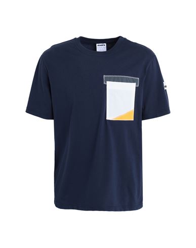 Diadora T-shirt Ss 2030 Man T-shirt Navy Blue Size M Recycled Cotton, Recycled Polyester