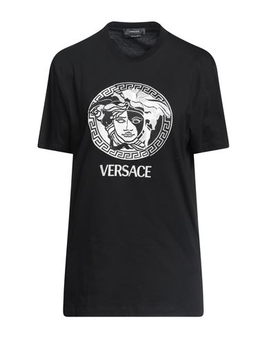 Versace Woman T-shirt Black Size L Cotton