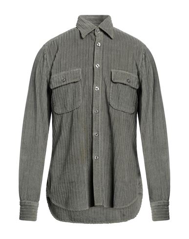 Tintoria Mattei 954 Man Shirt Military Green Size 16 Cotton In Sage Green