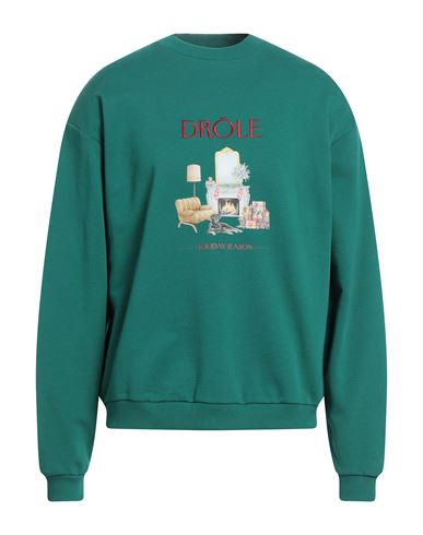 Shop Drôle De Monsieur Man Sweatshirt Dark Green Size Xl Cotton