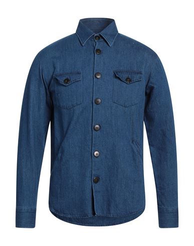 Gmf 965 Man Denim Shirt Blue Size L Cotton, Linen