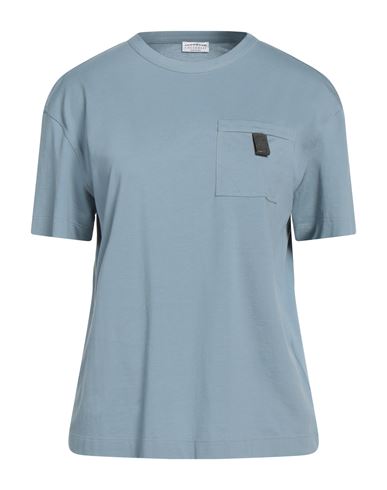 Shop Brunello Cucinelli Woman T-shirt Slate Blue Size S Cotton, Acetate, Silk