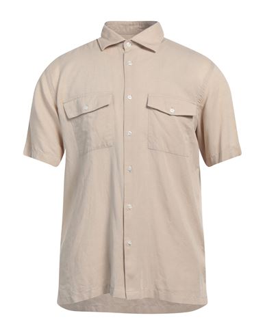 Shop Liu •jo Man Man Shirt Beige Size 15 ¾ Lyocell, Linen, Cotton