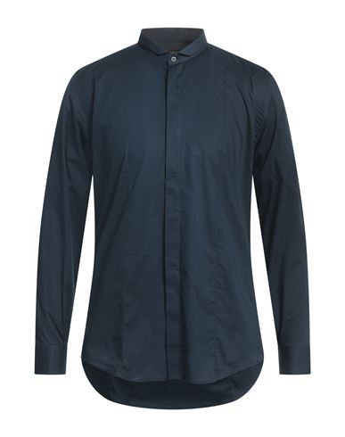 Shop Liu •jo Man Man Shirt Midnight Blue Size 15 ½ Cotton, Elastane