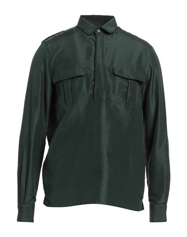 Valentino Garavani Man Shirt Dark Green Size 15 ½ Silk