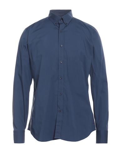 Liu •jo Man Man Shirt Navy Blue Size 16 Cotton, Elastane