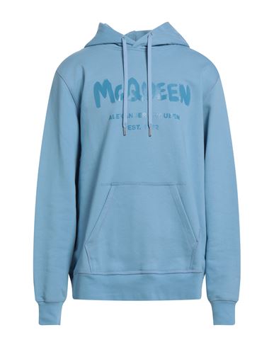 Shop Alexander Mcqueen Man Sweatshirt Light Blue Size M Cotton