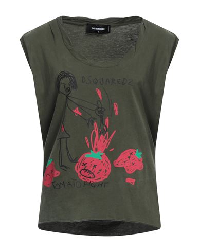 Dsquared2 Woman T-shirt Military Green Size M Cotton