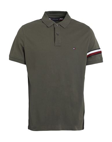 Tommy Hilfiger Man Polo Shirt Military Green Size Xl Cotton