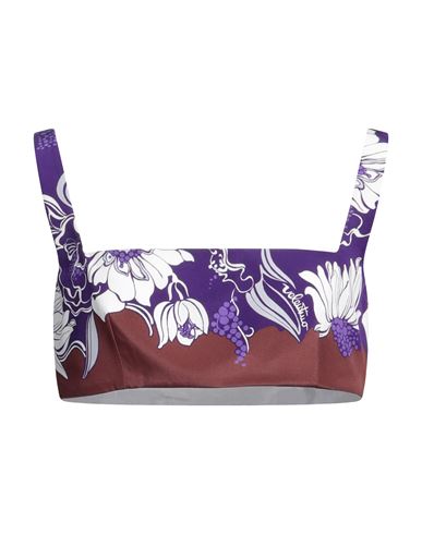 Valentino Floral-print Silk Crepe De Chine Bralette In Purple