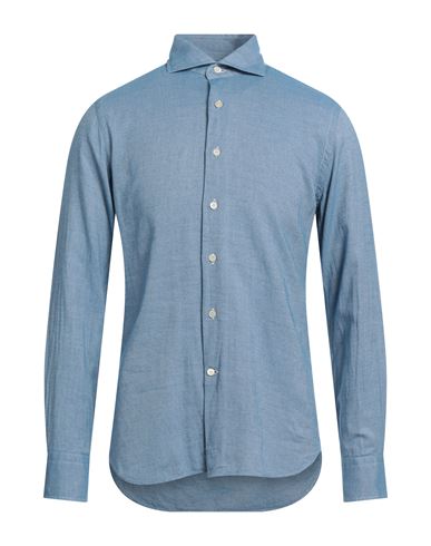 Shop Alessandro Gherardi Man Shirt Pastel Blue Size 16 Cotton