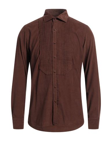 Tagliatore Man Shirt Brown Size 15 ¾ Cotton