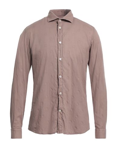 Shop Mastricamiciai Man Shirt Brown Size 17 Cotton, Elastane