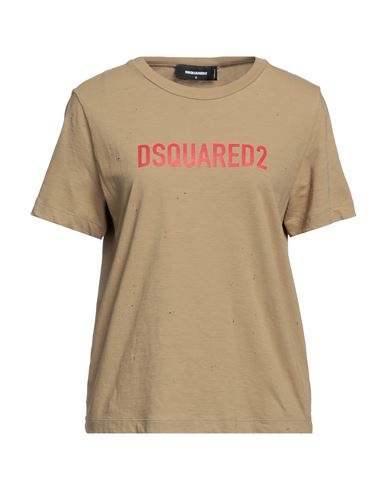 Dsquared2 Woman T-shirt Camel Size S Cotton In Beige