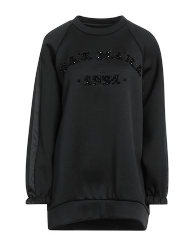 Max Mara Woman Sweatshirt Black Size M Polyester, Cotton, Polyamide