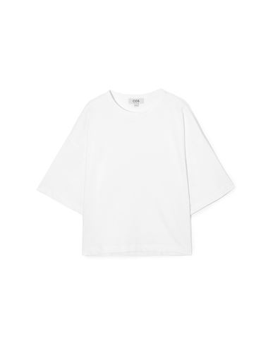 COS COS WOMAN T-SHIRT WHITE SIZE L COTTON, RECYCLED COTTON