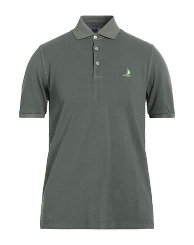 Fedeli Man Polo Shirt Military Green Size 46 Cotton
