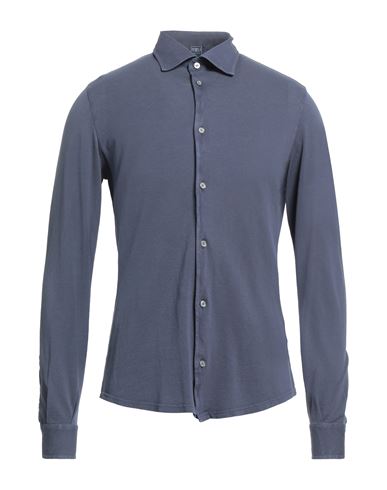 Fedeli Man Shirt Navy Blue Size 48 Cotton