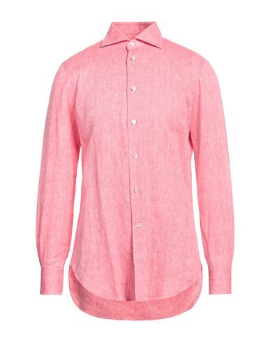 Kiton Man Shirt Red Size 15 ½ Linen