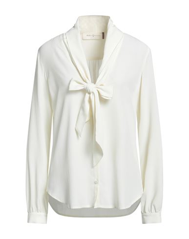 Katia Giannini Woman Shirt Ivory Size 6 Acetate, Silk In White
