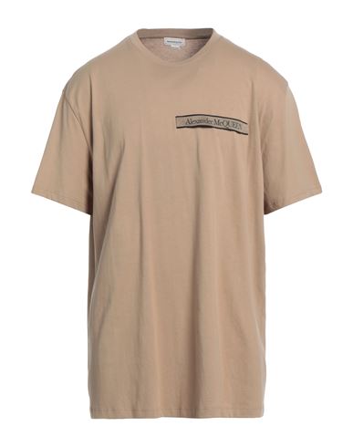 Alexander Mcqueen Man T-shirt Sand Size Xxl Cotton, Elastane, Polyester In Beige