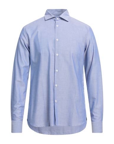 Baldinini Man Shirt Blue Size 17 Cotton