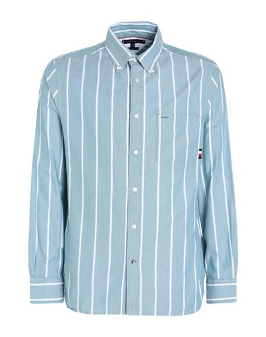 Tommy Hilfiger Man Shirt Pastel Blue Size Xl Cotton