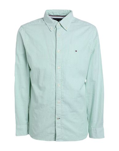 Tommy Hilfiger Man Shirt Light Green Size S Cotton, Elastane
