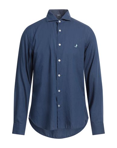 Fedeli Man Shirt Blue Size 17 Cotton
