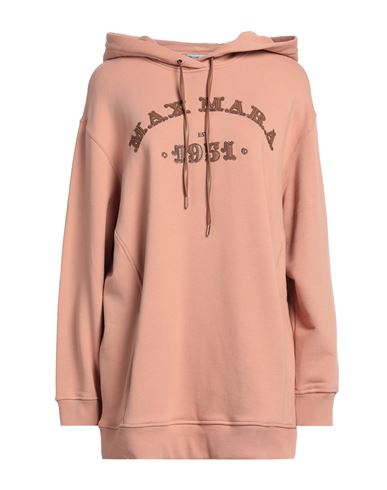 Max Mara Longline Hoodie With Drawstring And Ribbed Cuffs In Pink