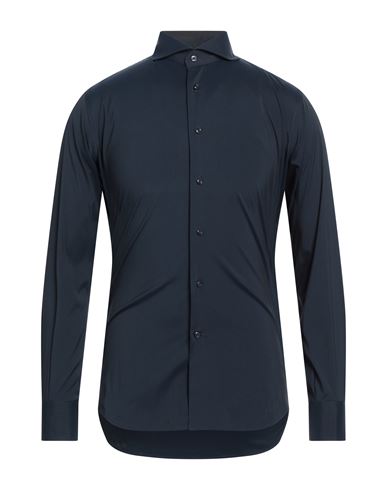 Del Siena Man Shirt Navy Blue Size 14 ½ Cotton, Polyamide, Elastane