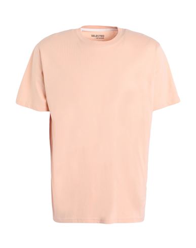 Selected Homme Man T-shirt Pastel Pink Size L Organic Cotton, Cotton
