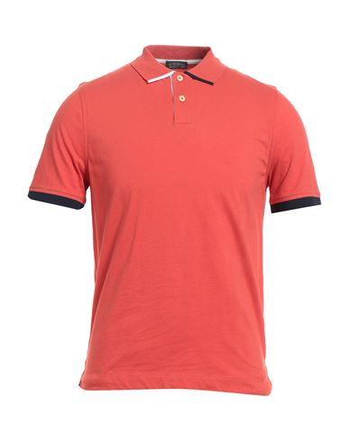 A.testoni A. Testoni Man Polo Shirt Rust Size 46 Cotton, Elastane In Red