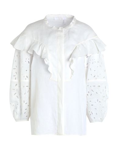 Chloé Woman Shirt White Size 10 Linen, Cotton