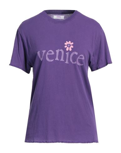 Shop Erl Woman T-shirt Dark Purple Size L Cotton